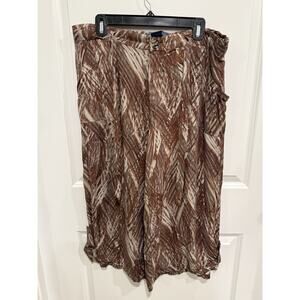 Democracy Womens Brown High Rise Palm Print Wide Leg Cropped Pants Size 12